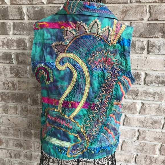 Chico's Retro Vest Boho Artsy Festive Embroidered - Picture 2 of 8